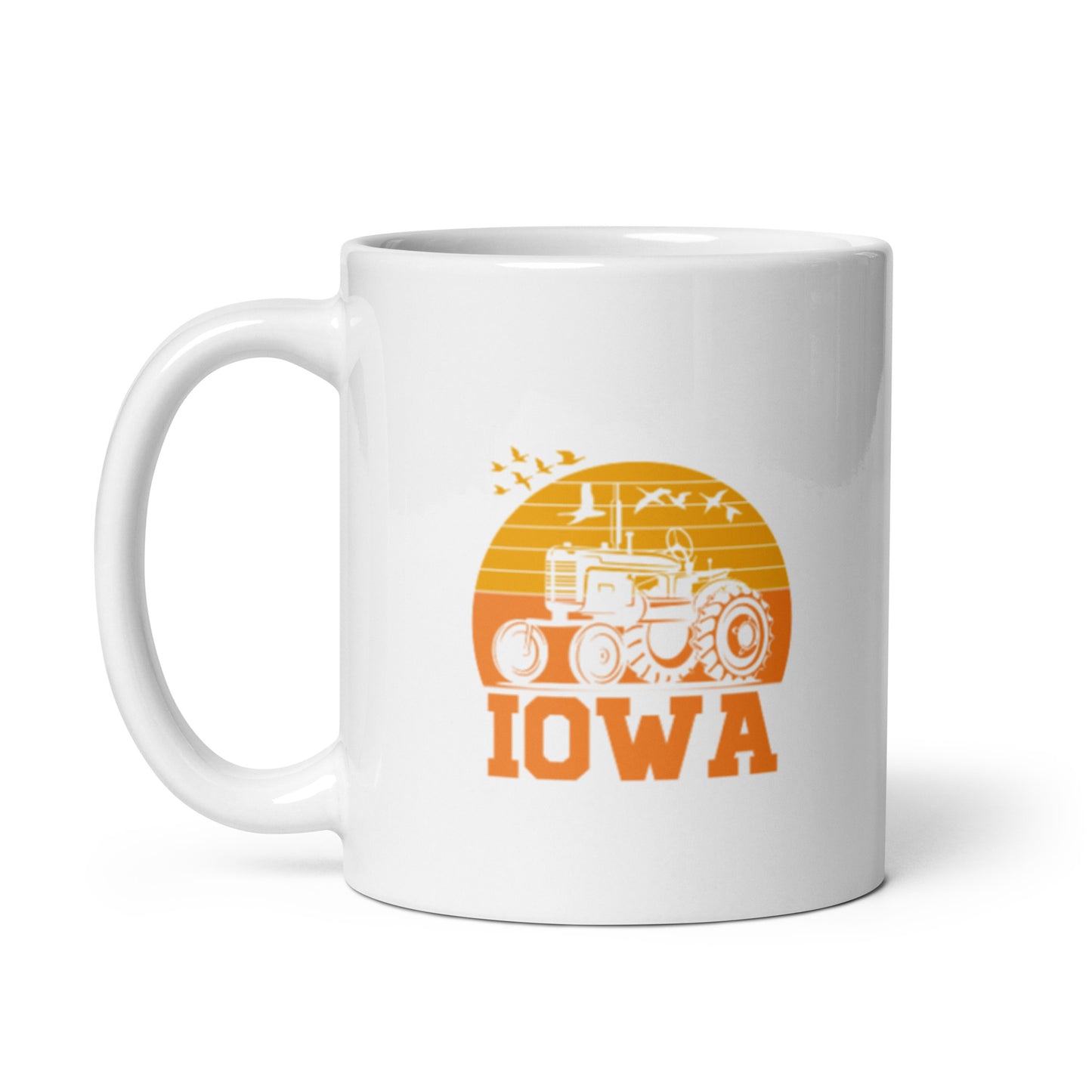 Iowa White glossy mug