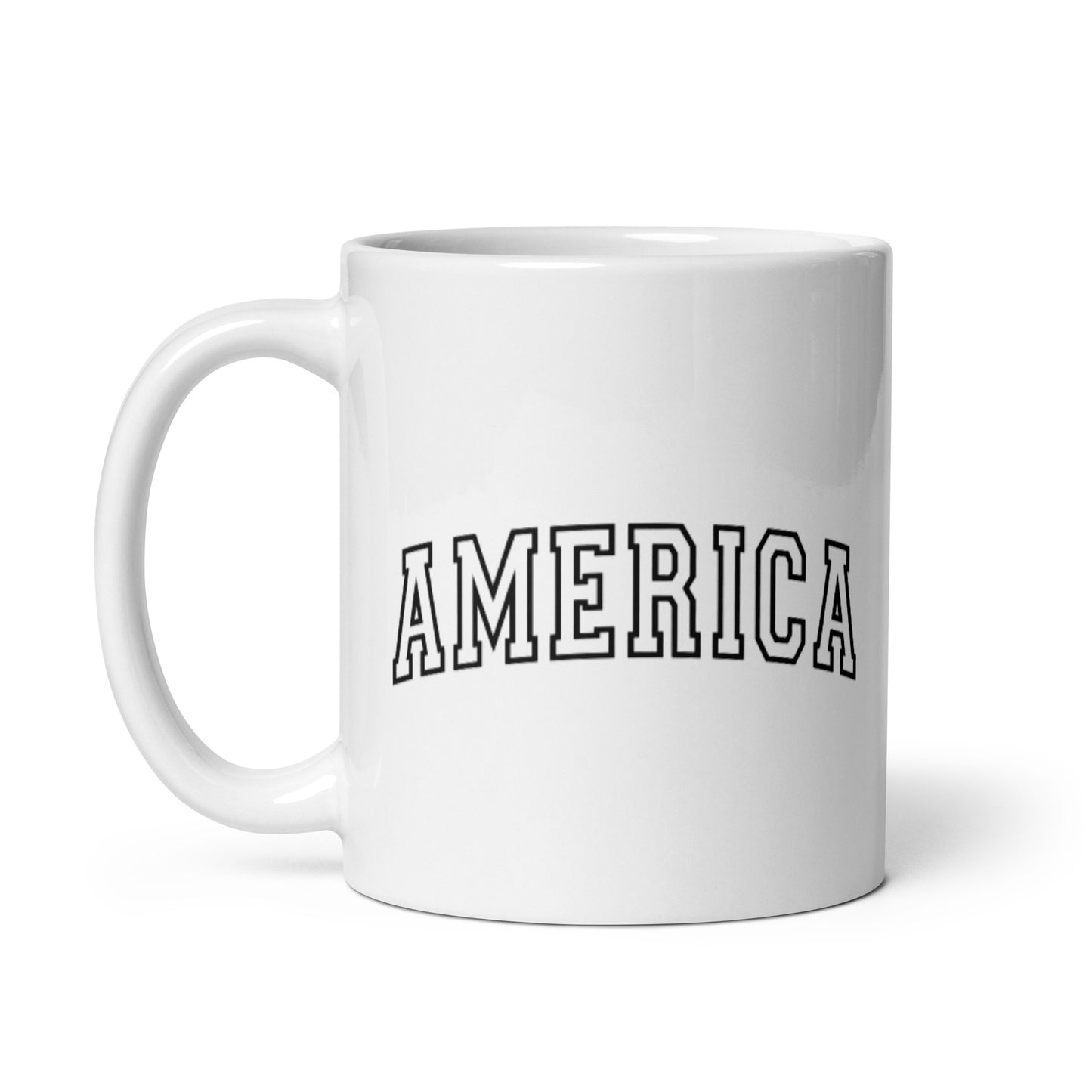 America Varsity Letters White glossy mug