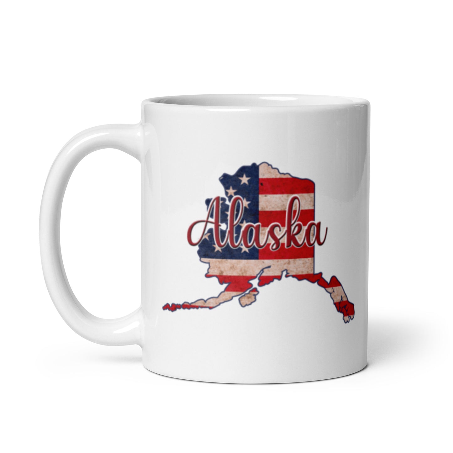 Alaska US Flag White Glossy Ceramic Mug