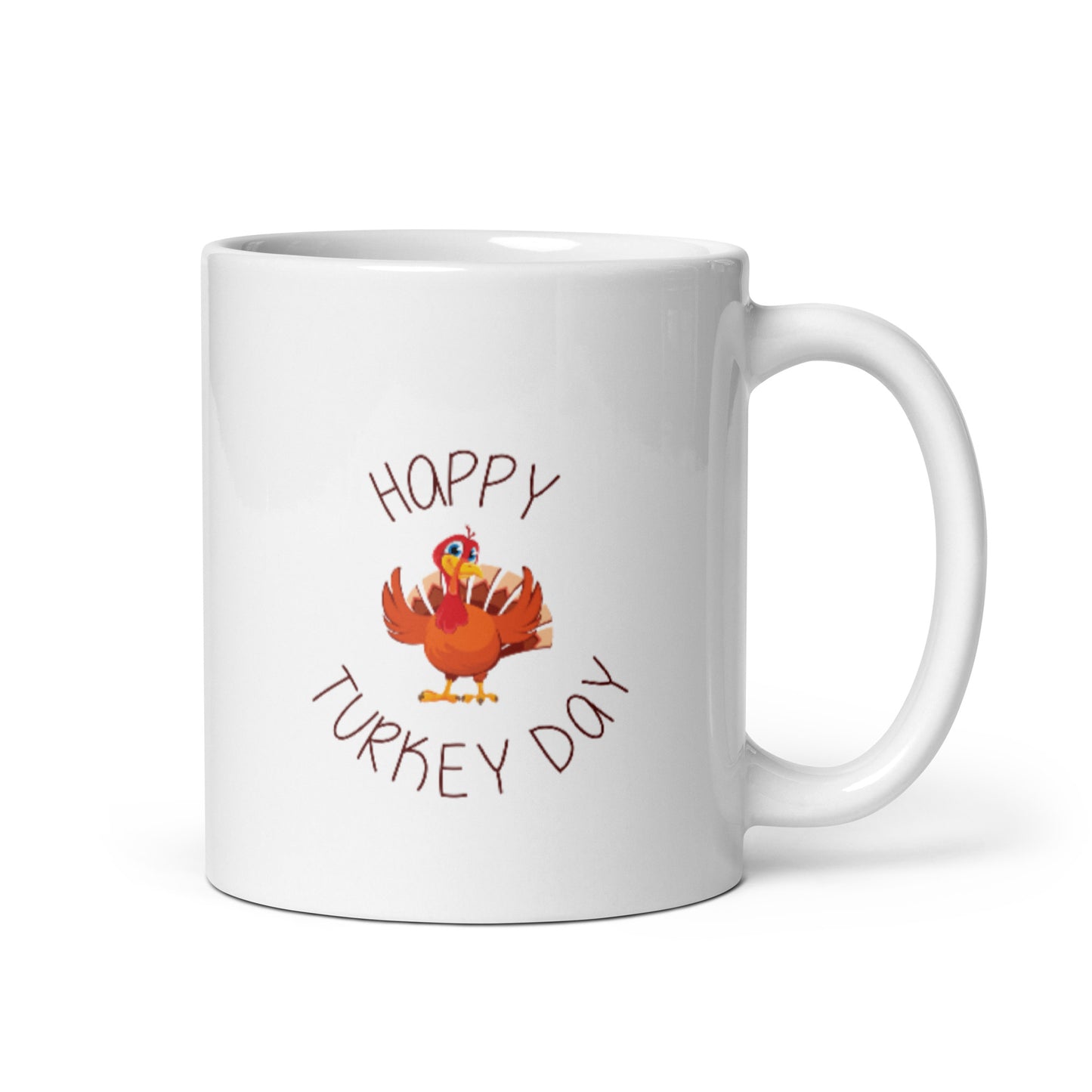 Happy Turkey Day White glossy mug
