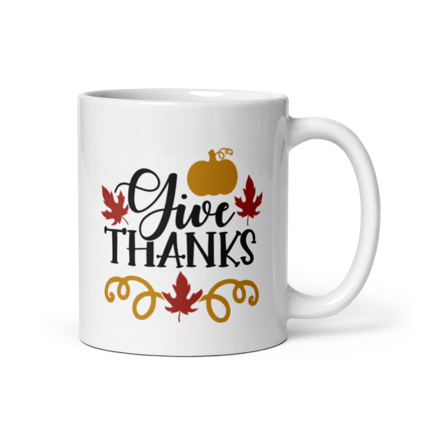 Give Thanks White glossy mug