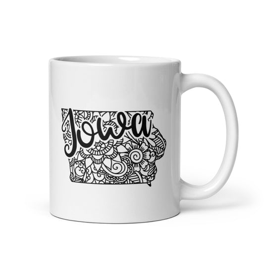 Iowa White glossy mug