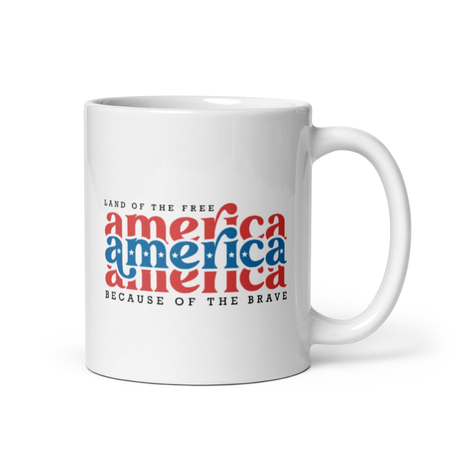 America Land of the Free White glossy mug