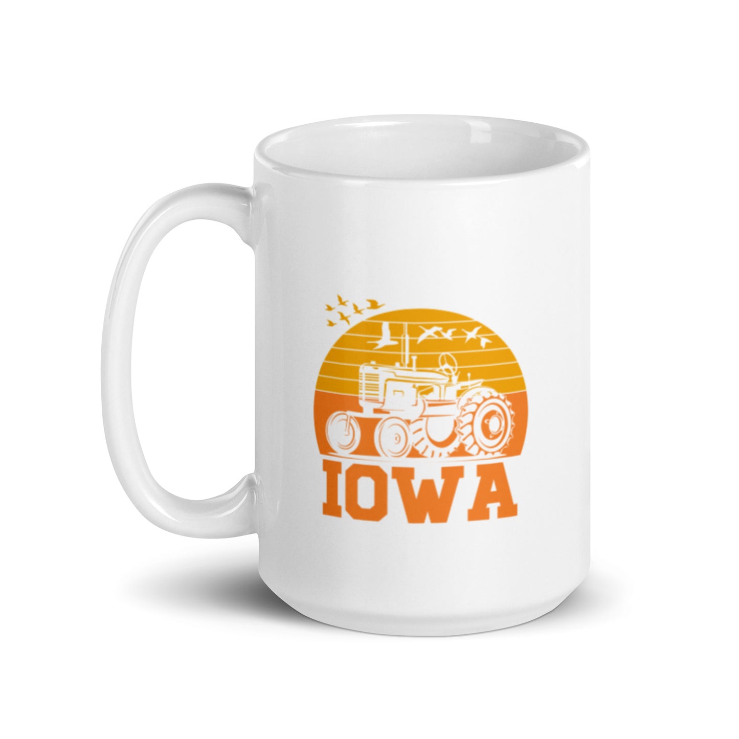 Iowa White glossy mug