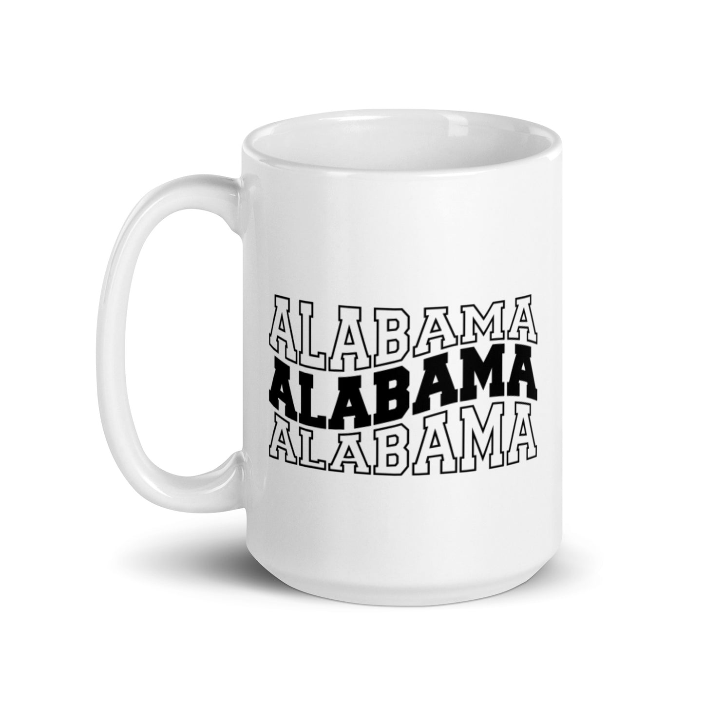 Alabama Wavy Letters White glossy mug