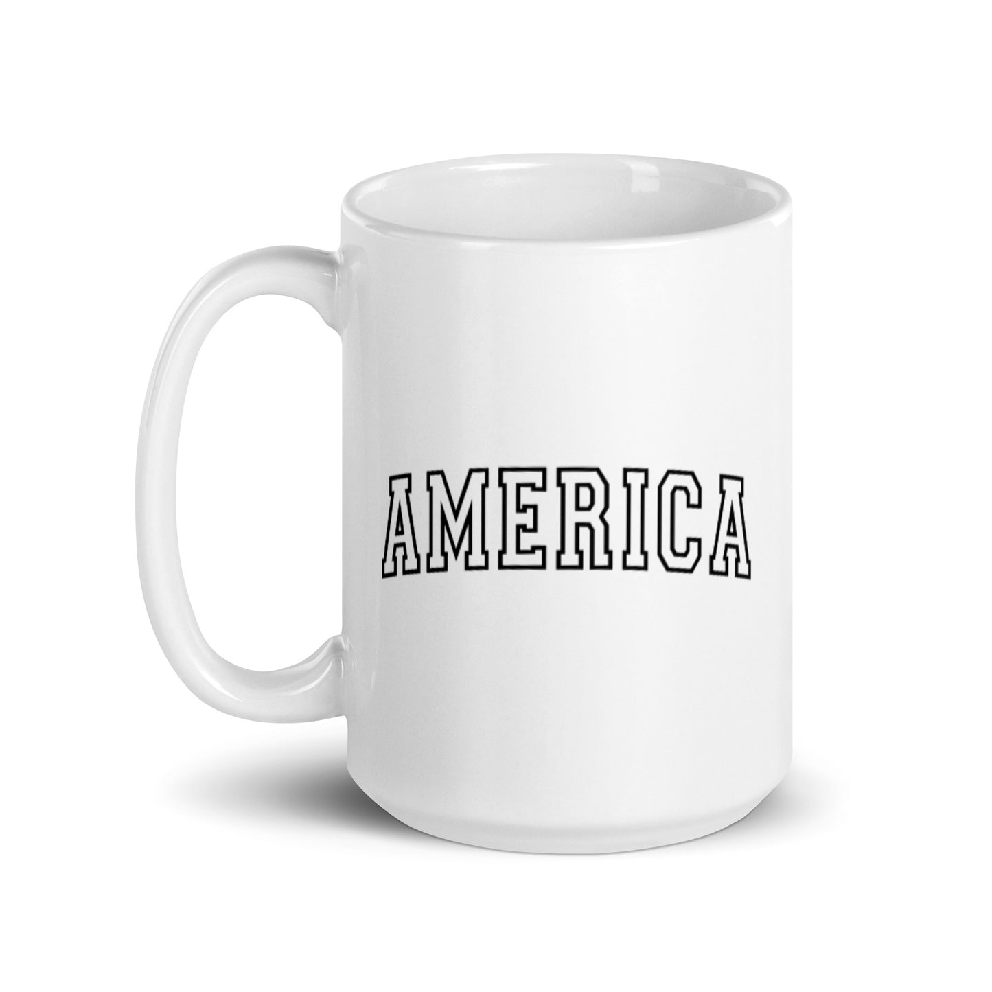 America Varsity Letters White glossy mug