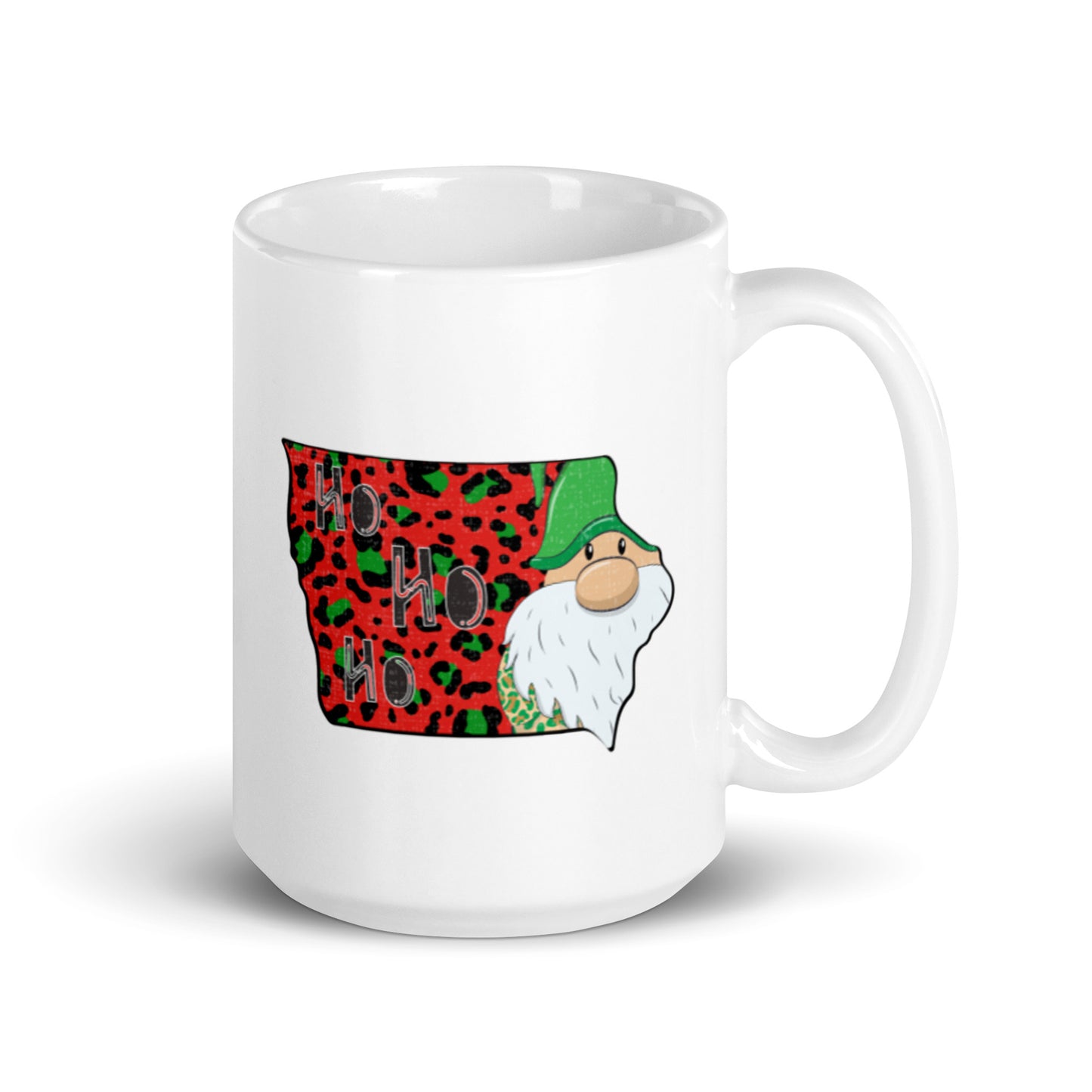 Iowa Christmas Elf Ho Ho Ho White glossy mug