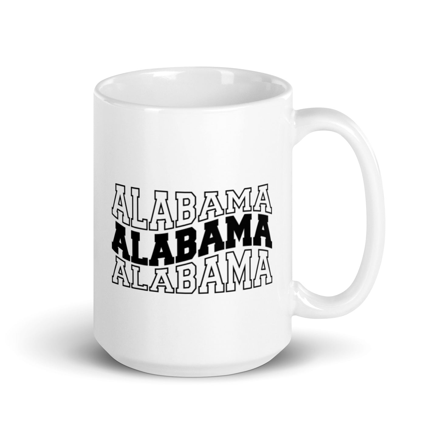 Alabama Wavy Letters White glossy mug