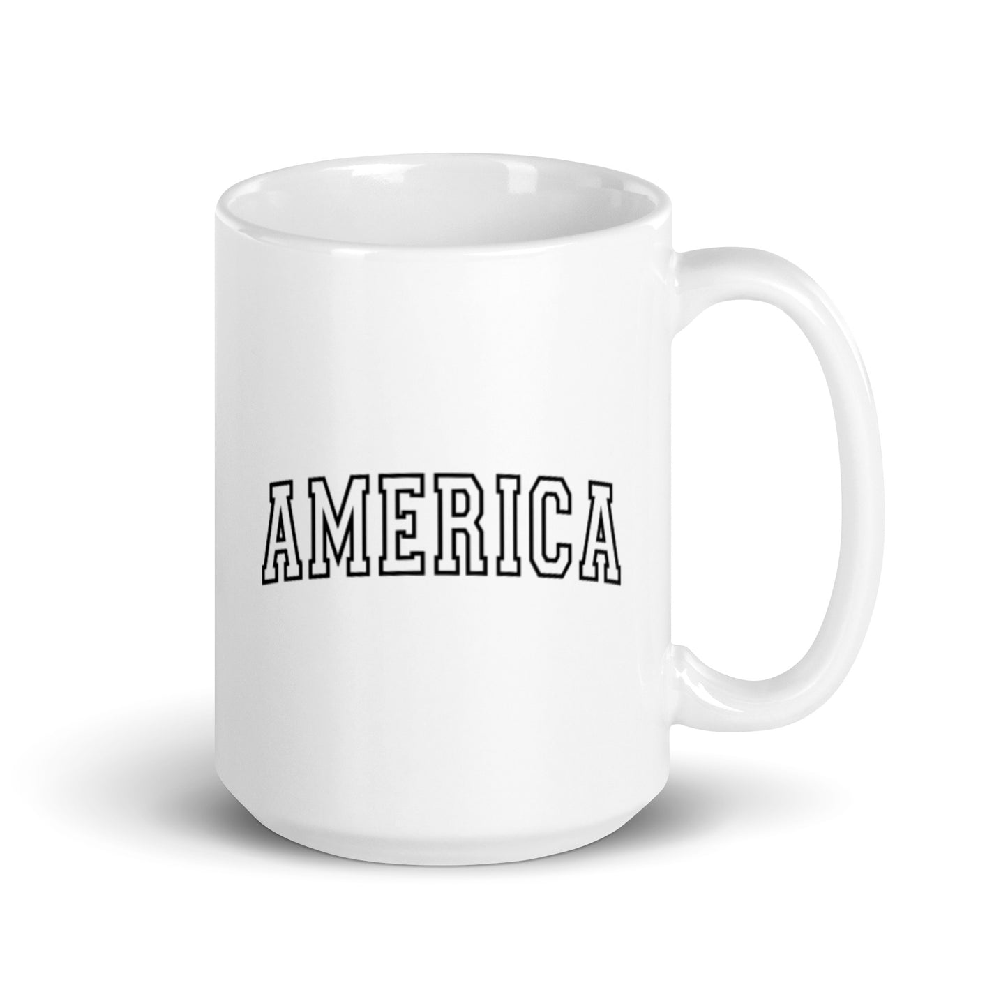 America Varsity Letters White glossy mug