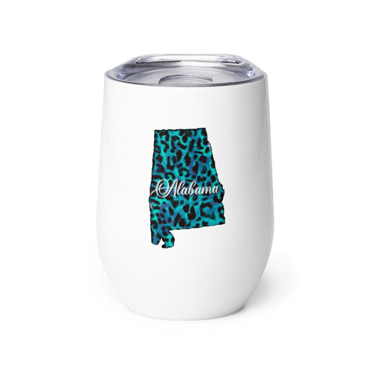 Alabama Blue Leopard Print Wine Tumbler