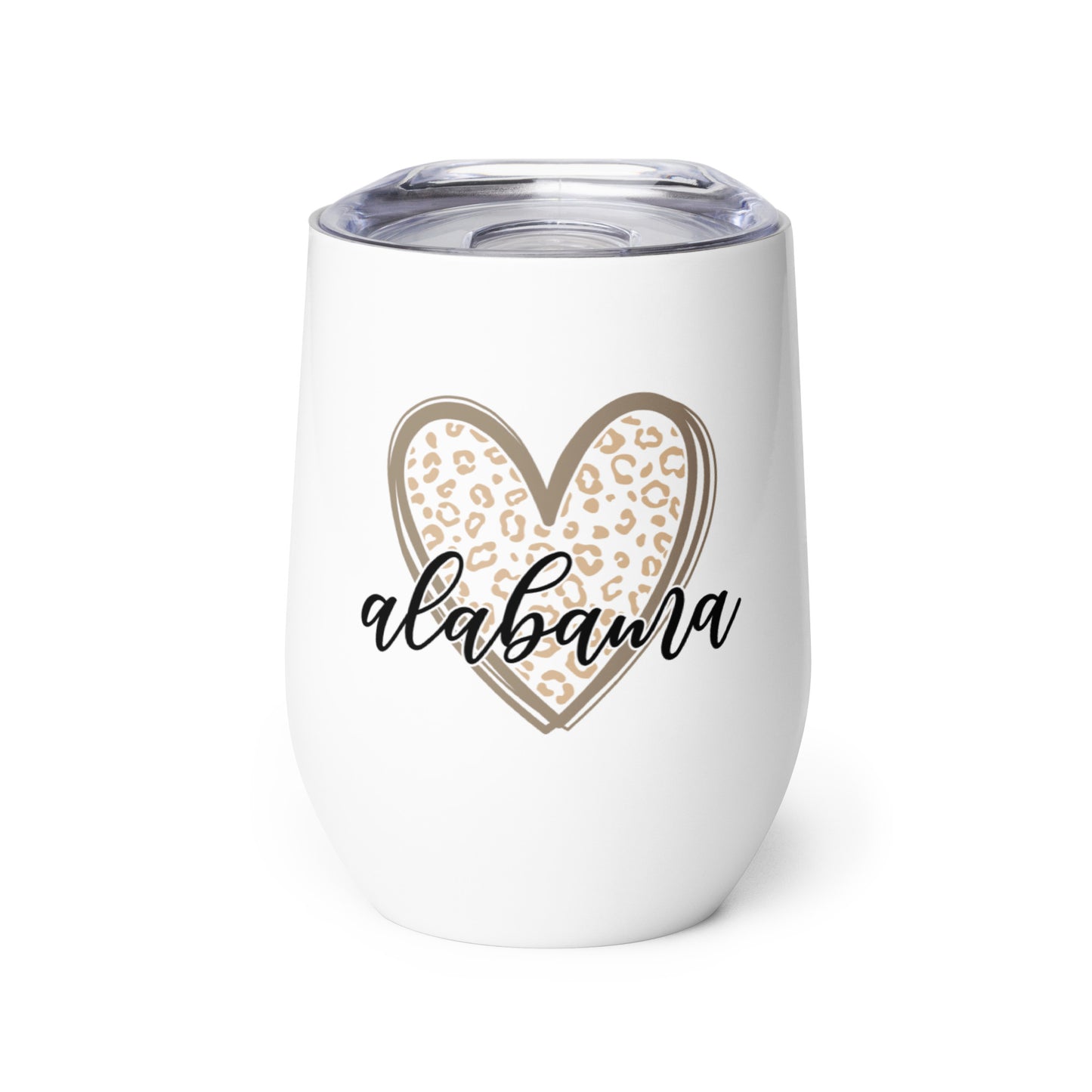 Alabama Leopard Heart Wine tumbler