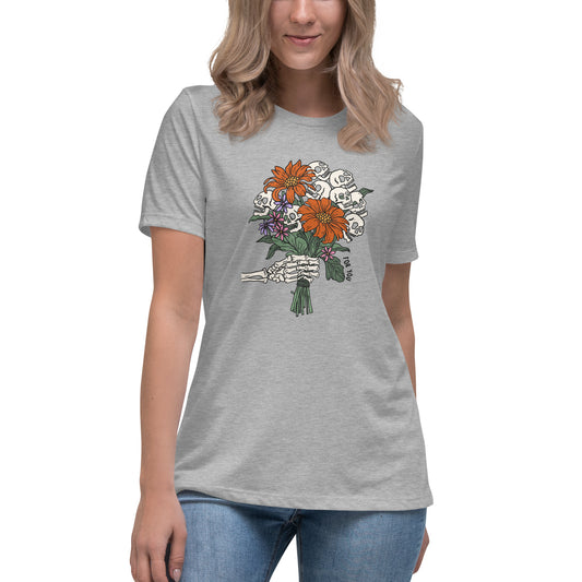 Skeleton Flower Bouquet Women's Relaxed T-Shirt Tee Tshirt