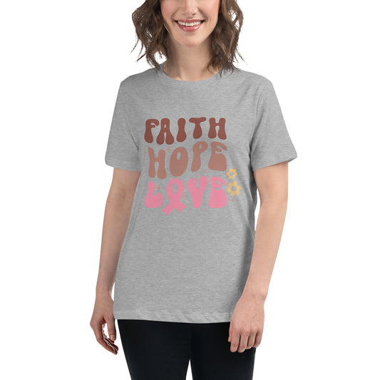 Faith Hope Love Breast Cancer Awareness Women's Relaxed T-Shirt Tee Tshirt