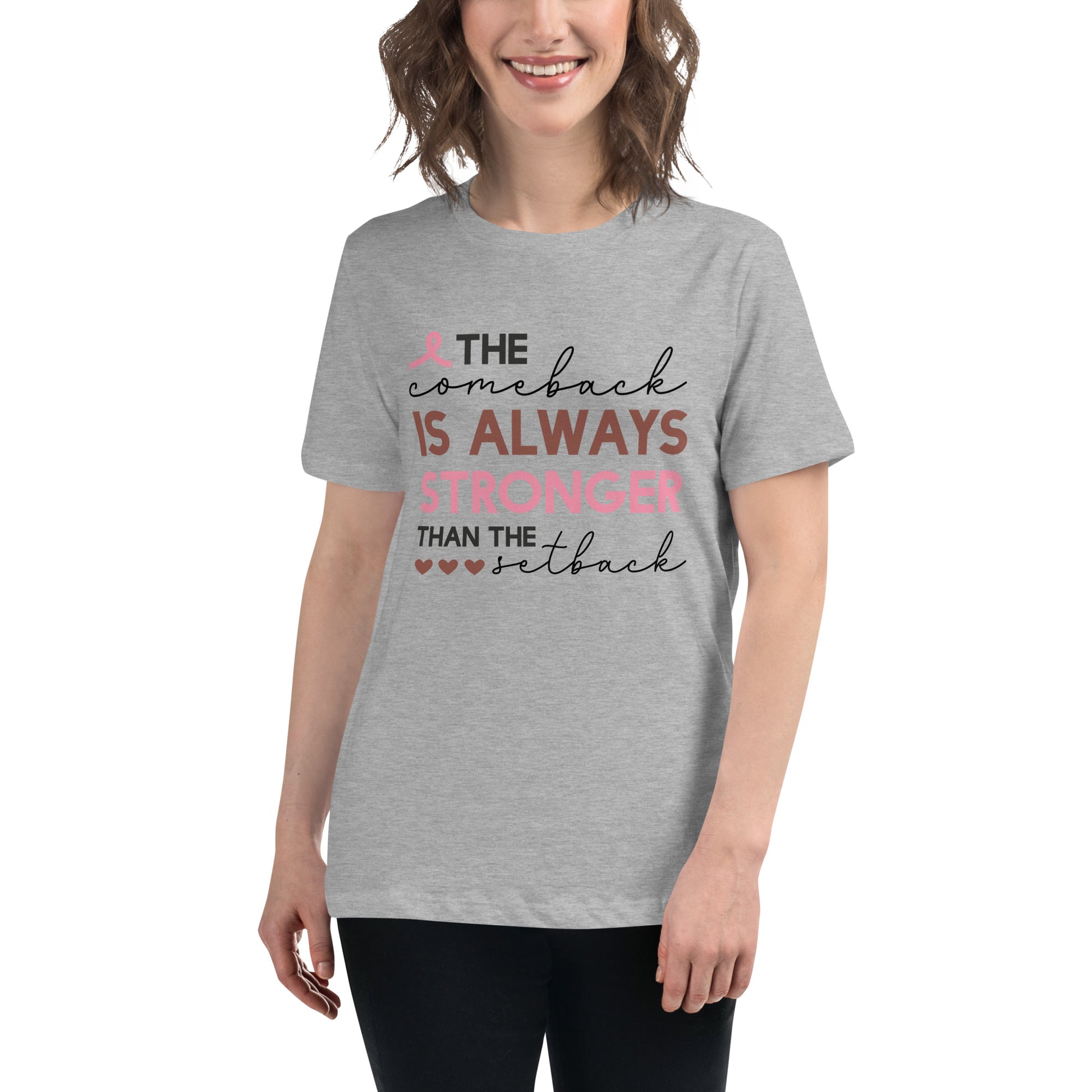 The Comeback is Always Stronger Breast Cancer Awareness Women's Relaxed T-Shirt Tee Tshirt