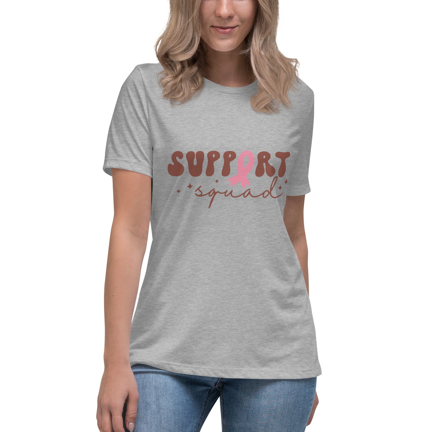 Support Squad Breast Cancer Awareness Women's Relaxed T-Shirt Tee Tshirt