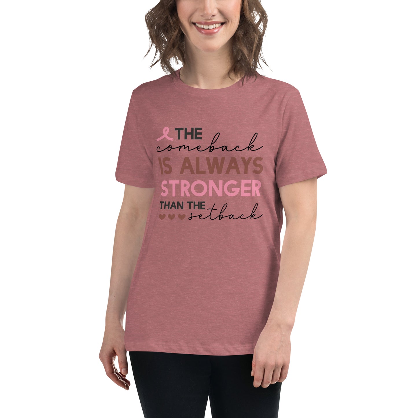 The Comeback is Always Stronger Breast Cancer Awareness Women's Relaxed T-Shirt Tee Tshirt