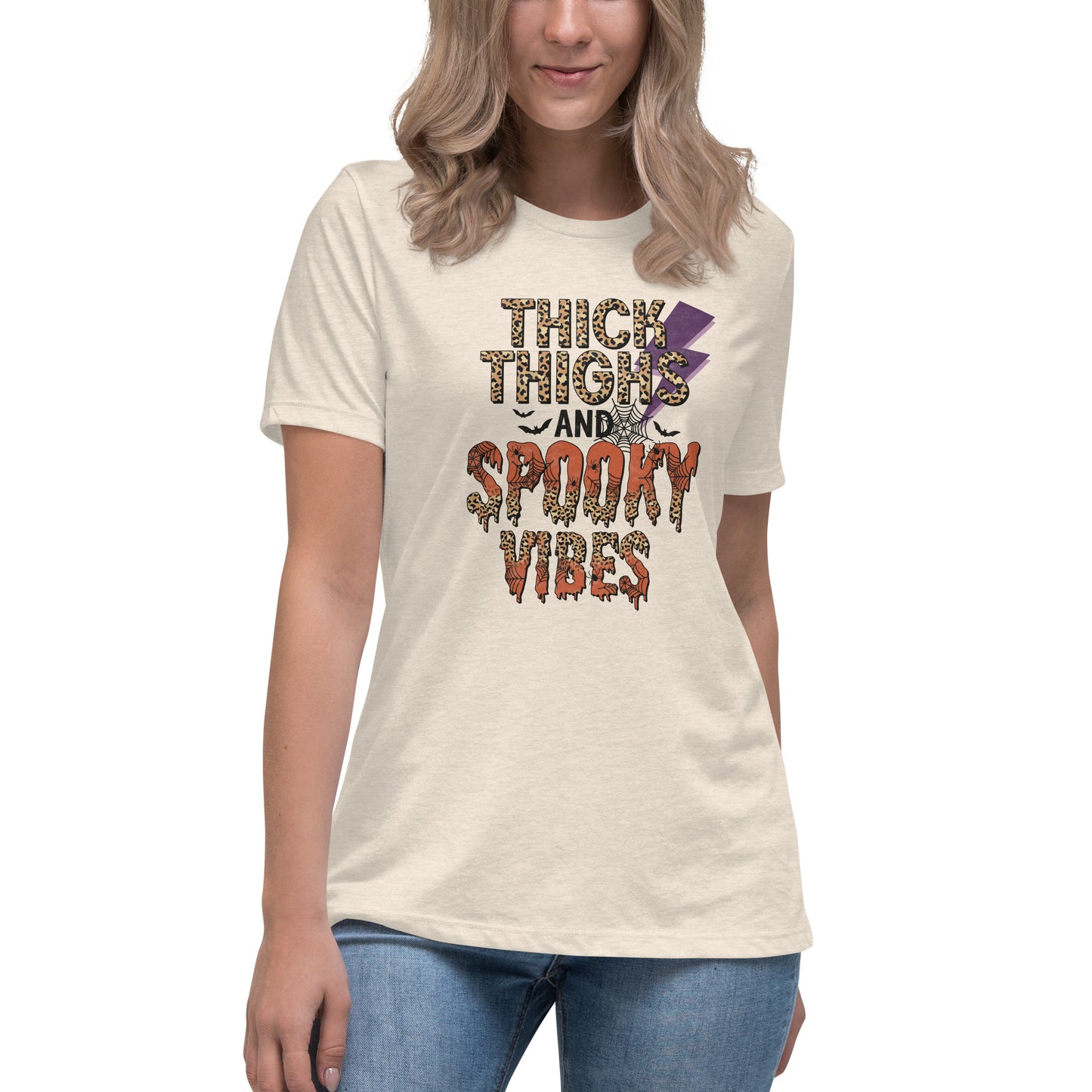 Thick Thighs Spooky Vibes Women's Relaxed T-Shirt Tee Tshirt