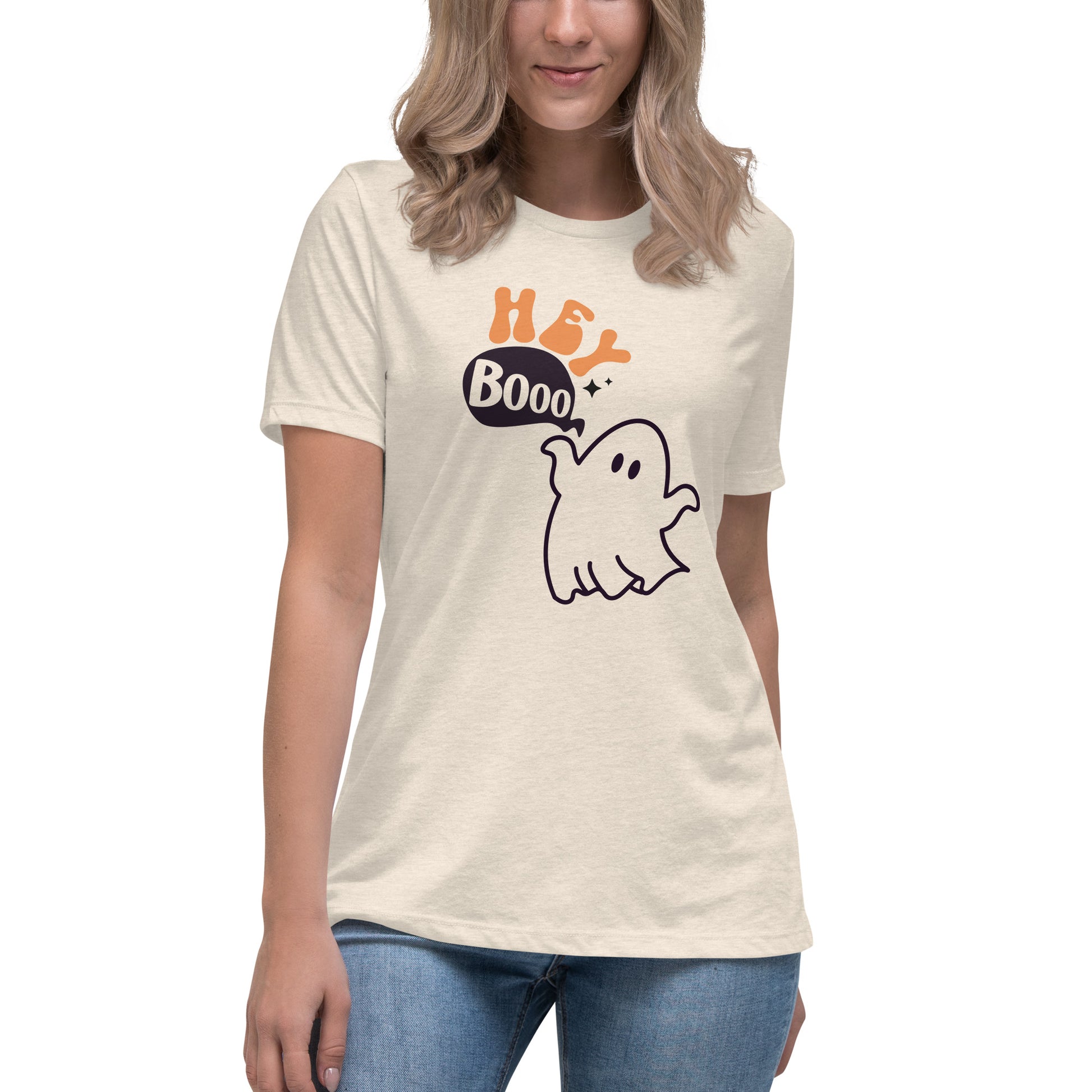 Halloween Hey Boo Women's Relaxed T-Shirt Tee Tshirt