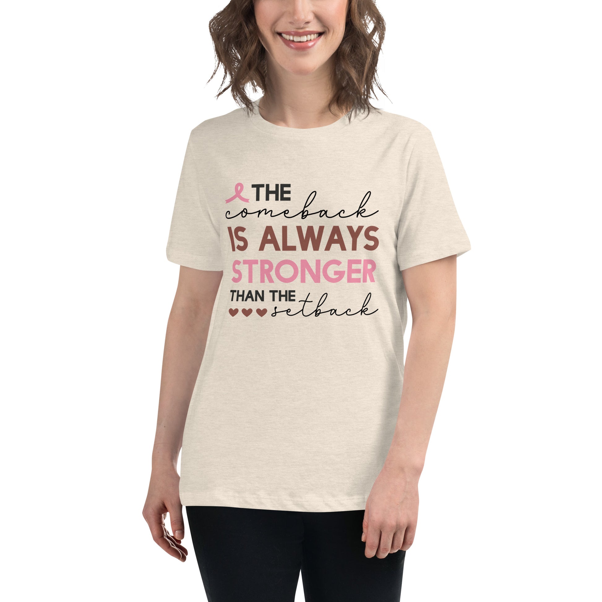 The Comeback is Always Stronger Breast Cancer Awareness Women's Relaxed T-Shirt Tee Tshirt