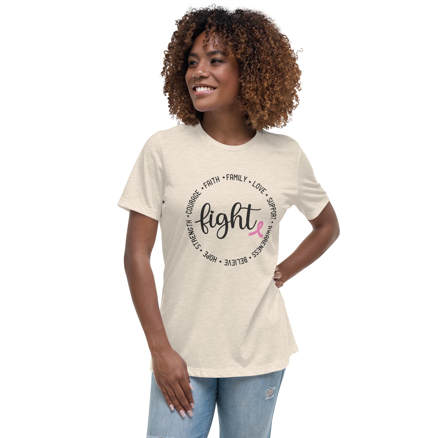 Fight Breast Cancer Awareness Women's Relaxed T-Shirt Tee Tshirt