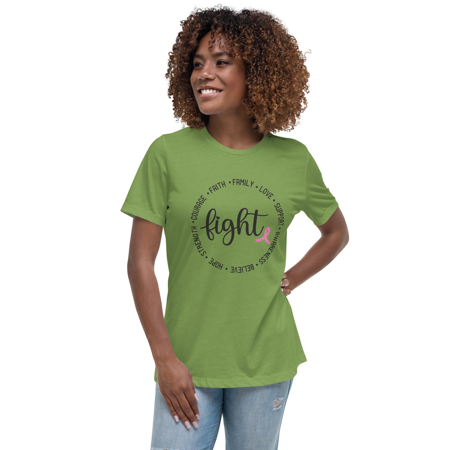 Fight Breast Cancer Awareness Women's Relaxed T-Shirt Tee Tshirt