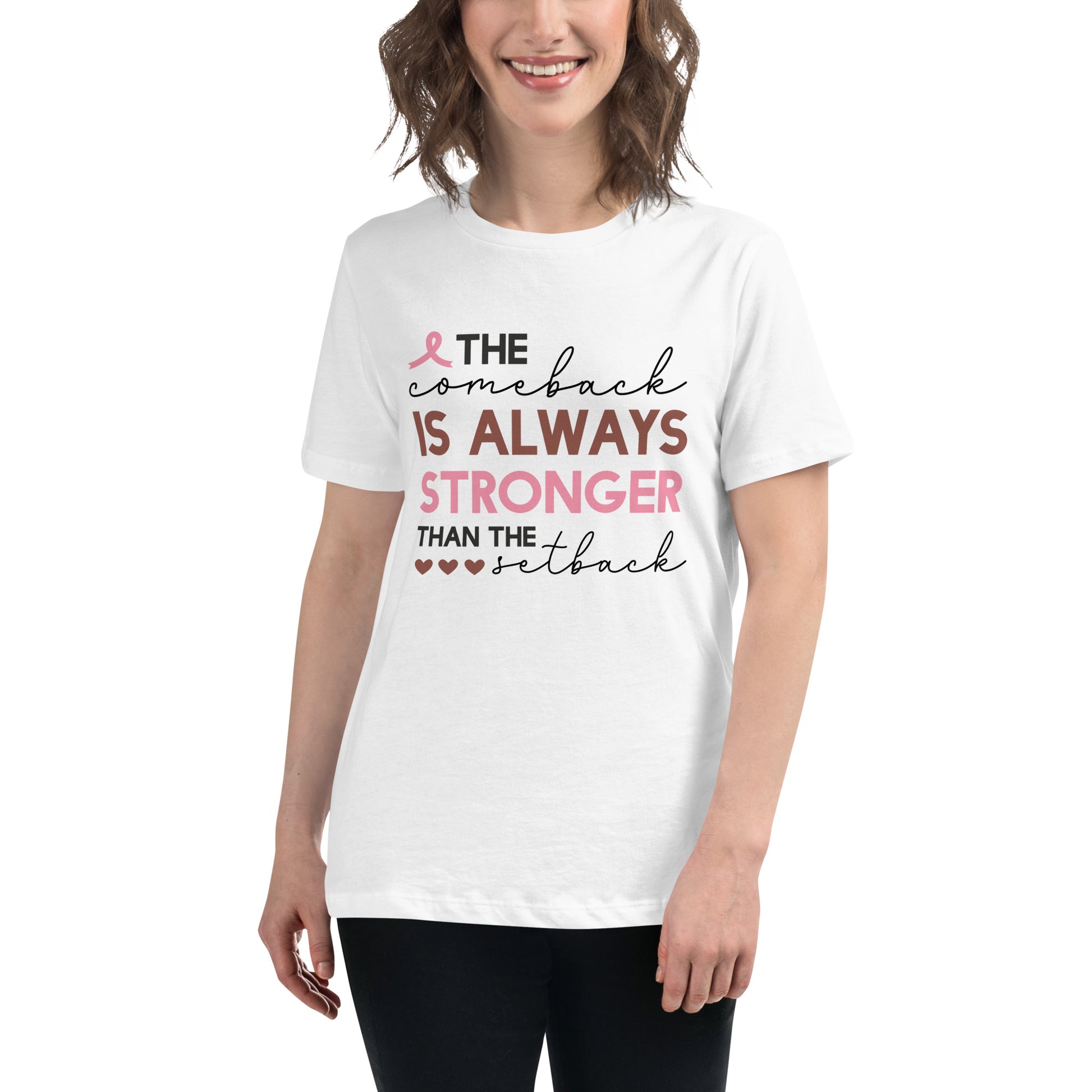 The Comeback is Always Stronger Breast Cancer Awareness Women's Relaxed T-Shirt Tee Tshirt