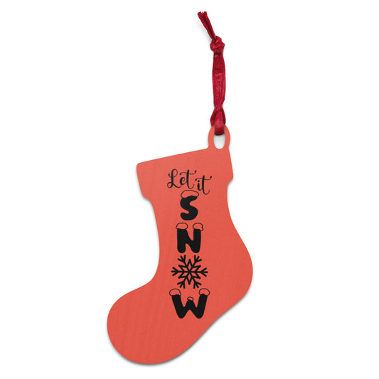 Let It Snow Red Wooden ornaments
